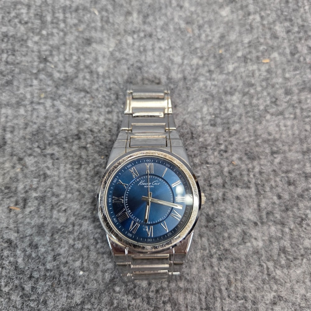 Kenneth Cole New York Silver and Blue Dress Watch‎ Mens Needs Battery